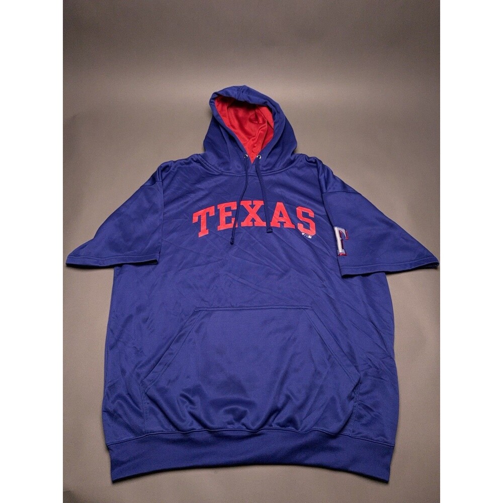 Fanatics Texas Rangers Baseball Blue Short Sleeve Hoodie Pullover Size 3XL MLB